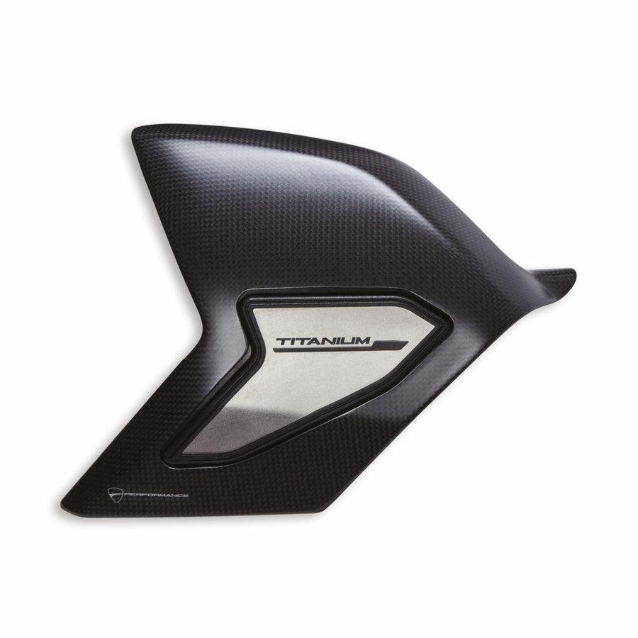 SCRAMBLER DUCATI PANIGALE V4 Carbon and titanium swinging arm cover.