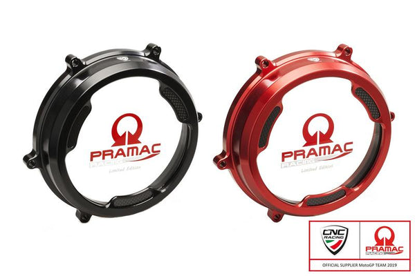 CNC RACING  Clear oil bath clutch cover with carbon fiber inlay for Ducati Panigale Pramac Racing Lim. Ed.