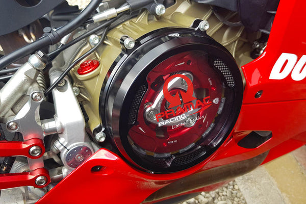 CNC RACING  Clear oil bath clutch cover with carbon fiber inlay for Ducati Panigale Pramac Racing Lim. Ed.
