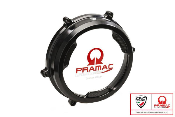 CNC RACING  Clear oil bath clutch cover with carbon fiber inlay for Ducati Panigale Pramac Racing Lim. Ed.
