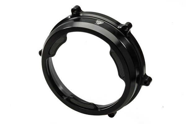 CNC RACING Clear oil bath clutch cover with carbon fiber inlay for Ducati Panigale