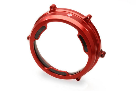 CNC RACING Clear oil bath clutch cover with carbon fiber inlay for Ducati Panigale