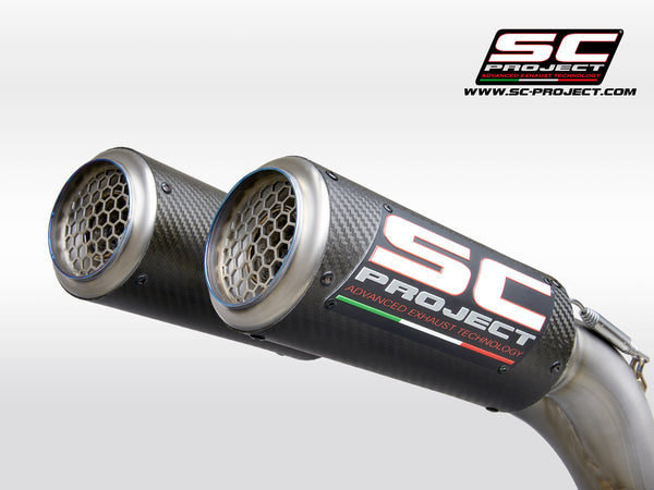 SC PROJECT DUCATI PANIGALE V4 S R SEMI-COMPLETE 2-1-2 TITANIUM SYSTEM, WITH DOUBLE CR-T M2 MUFFLERS CARBON FIBER / D26B-T68C