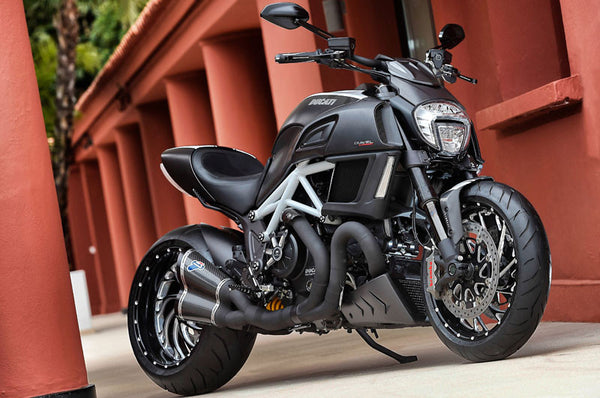 TERMIGNONI DUCATI DIAVEL COMPLETE RACING EXHAUST SYSTEM WITH CARBON SILENCERS AND BLACK CERAMIC COATED PIPES
