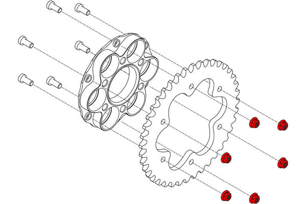 CNC RACING Nuts ring gear Ducati