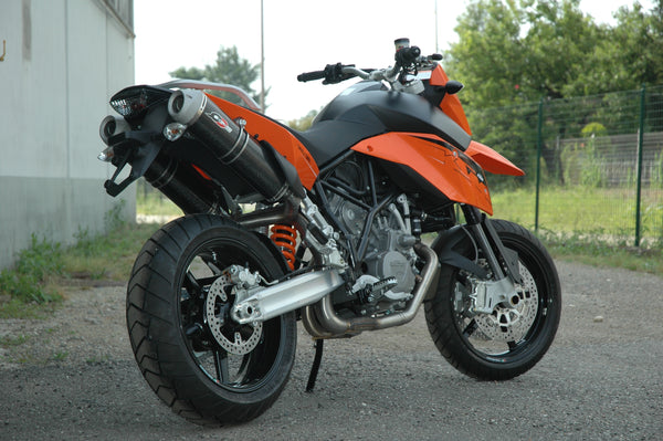 QD EXHAUST KTM+ KTM 950-990 SUPERMOTO – Magnum Series “Bolt-On” twin muffler set Oval Titanium