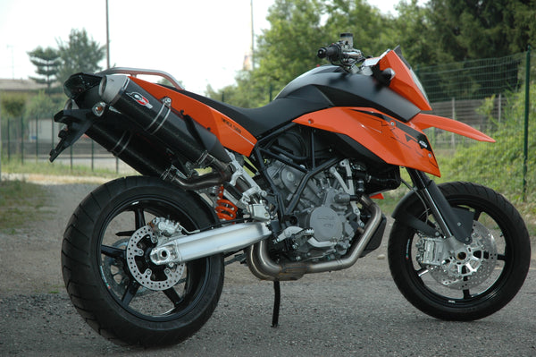 QD EXHAUST KTM+ KTM 950-990 SUPERMOTO – Magnum Series “Bolt-On” twin muffler set Oval Titanium