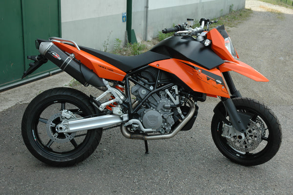 QD EXHAUST KTM+ KTM 950-990 SUPERMOTO – Magnum Series “Bolt-On” twin muffler set Oval Alluminium