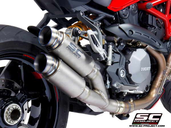 SC PROJECT DUCATI MONSTER 1200 (2017 - 2021) - S - R Twin GP70-R double overlapping Muffler, titanium D25B-DT70T