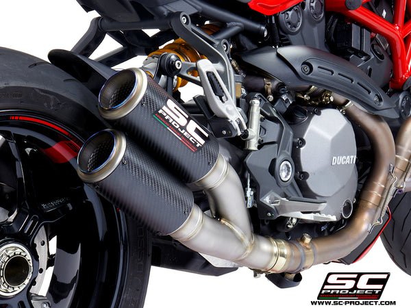 SC PROJECT DUCATI MONSTER 1200 (2017 - 2021) - S - R Twin CR-T double overlapping Muffler, carbon fiber D25B-DT36C