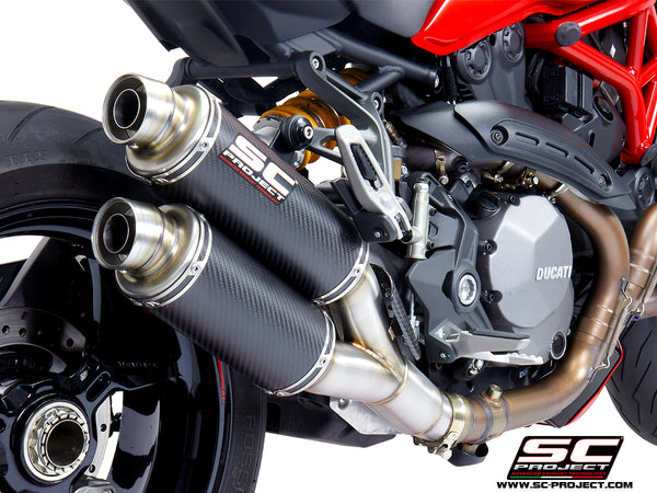 SC PROJECT DUCATI MONSTER 1200 (2017 - 2021) - S - R Twin GP double overlapping Muffler, carbon fiber D25B-K44C