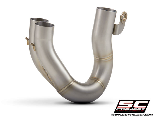 SC PROJECT DUCATI HYPERMOTARD 950 - SP (2019 - 2021) De-cat link pipe compatible with original, S1, SC1-M, S1-Carbon, SC1-R, CR-T M2 Mufflers (mufflers not included) D31-DE-SS