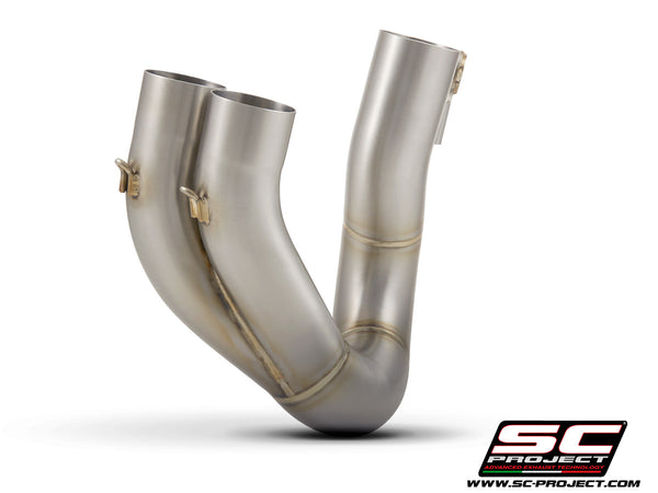 SC PROJECT DUCATI HYPERMOTARD 950 - SP (2019 - 2021) De-cat link pipe compatible with original, S1, SC1-M, S1-Carbon, SC1-R, CR-T M2 Mufflers (mufflers not included) D31-DE-SS