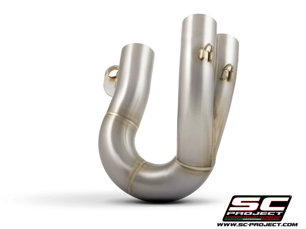 SC PROJECT DUCATI HYPERMOTARD 950 - SP (2019 - 2021) De-cat link pipe compatible with original, S1, SC1-M, S1-Carbon, SC1-R, CR-T M2 Mufflers (mufflers not included) D31-DE-SS