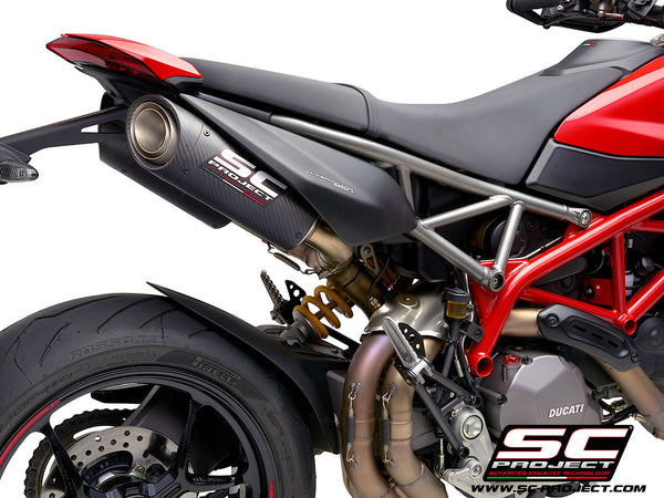 SC PROJECT DUCATI HYPERMOTARD 950 - SP (2019 - 2021) Pair of S1-Carbon Mufflers, Carbon fiber, with Carbon fiber end cap D31-74C