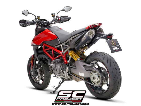 SC PROJECT DUCATI HYPERMOTARD 950 - SP (2019 - 2021)Pair of S1 Mufflers, Titanium, with Carbon fiber end cap D31-41T