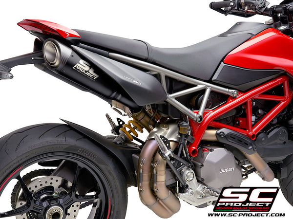 SC PROJECT DUCATI HYPERMOTARD 950 - SP (2019 - 2021)Pair of S1 Mufflers, Titanium, with Carbon fiber end cap D31-41MB