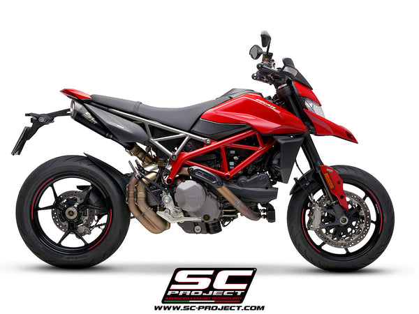 SC PROJECT DUCATI HYPERMOTARD 950 - SP (2019 - 2021)Pair of S1 Mufflers, Titanium, with Carbon fiber end cap D31-41MB