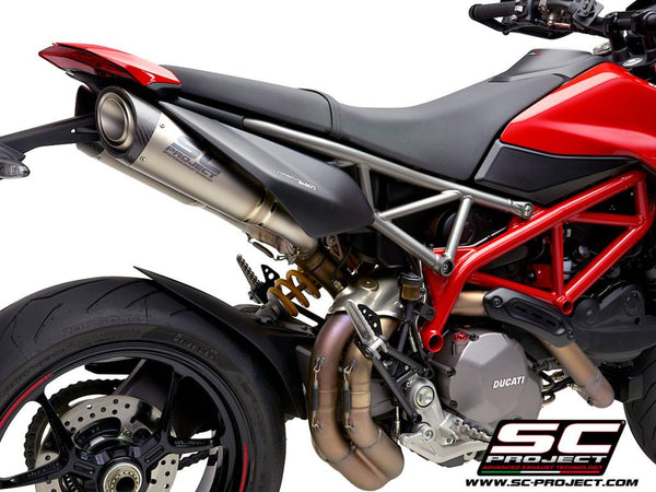 SC PROJECT DUCATI HYPERMOTARD 950 - SP (2019 - 2021)Pair of S1 Mufflers, Titanium, with Carbon fiber end cap D31-41MB