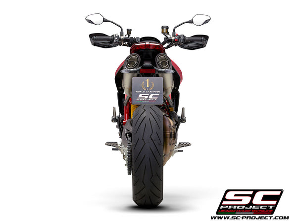 SC PROJECT DUCATI HYPERMOTARD 950 - SP (2019 - 2021)Pair of S1 Mufflers, Titanium, with Carbon fiber end cap D31-41MB