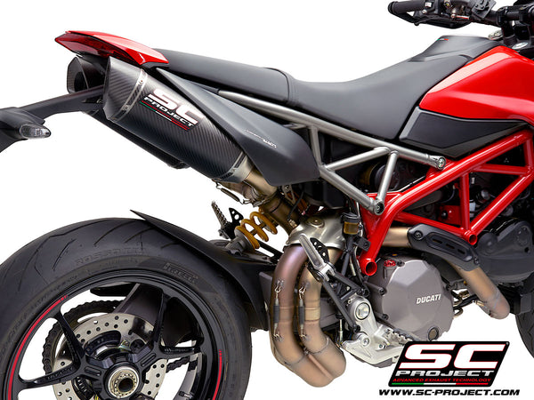 SC PROJECT DUCATI HYPERMOTARD 950 - SP (2019 - 2021) Pair of SC1-M Mufflers, Carbon fiber, with Carbon fiber end cap D31-115C