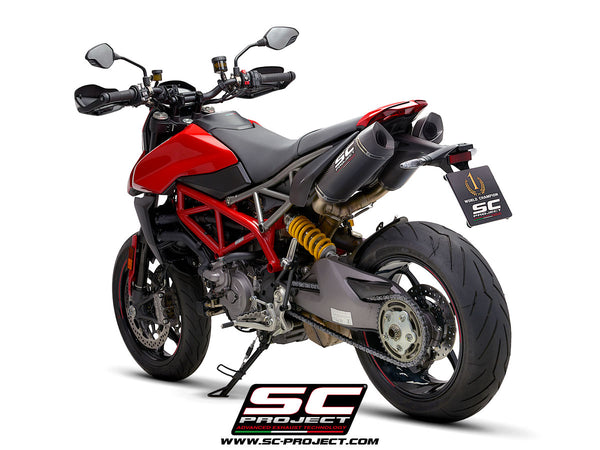 SC PROJECT DUCATI HYPERMOTARD 950 - SP (2019 - 2021) Pair of SC1-M Mufflers, Carbon fiber, with Carbon fiber end cap D31-115C