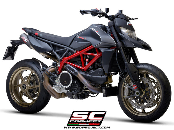 SC PROJECT DUCATI HYPERMOTARD 950 - SP (2019 - 2021) Pair of CR-T M2 mufflers, carbon fibre, with titanium end cap D31-T68C