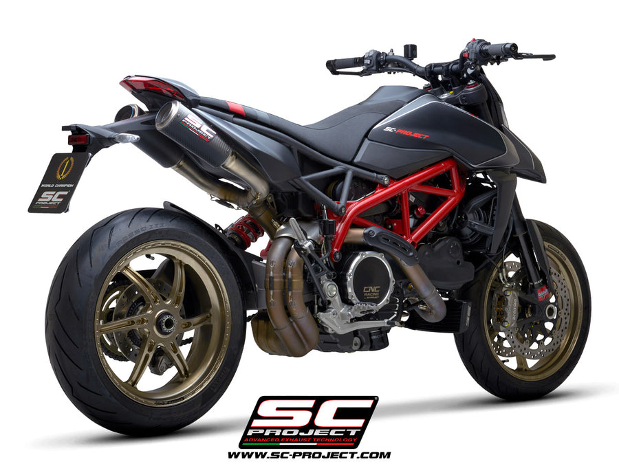 SC PROJECT DUCATI HYPERMOTARD 950 - SP (2019 - 2021) Pair of CR-T M2 mufflers, carbon fibre, with titanium end cap D31-T68C