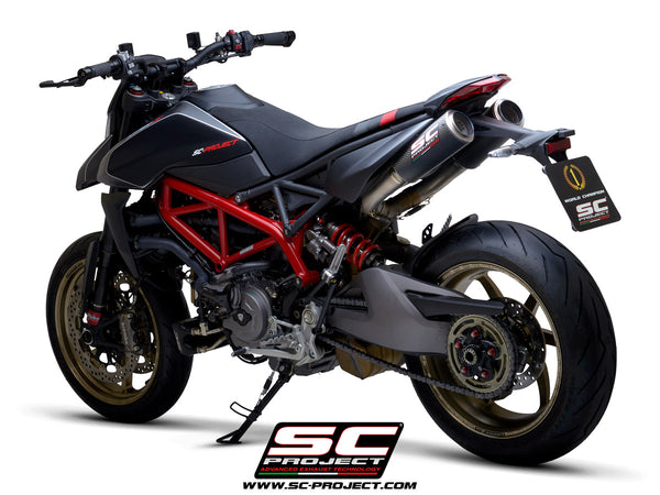 SC PROJECT DUCATI HYPERMOTARD 950 - SP (2019 - 2021) Pair of CR-T M2 mufflers, carbon fibre, with titanium end cap D31-T68C