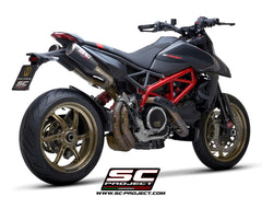 SC PROJECT DUCATI HYPERMOTARD 950 - SP (2019 - 2021) Pair of CR-T M2 mufflers, carbon fibre, with titanium end cap D31-T68C
