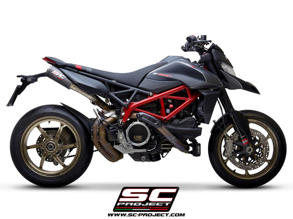 SC PROJECT DUCATI HYPERMOTARD 950 - SP (2019 - 2021) Pair of CR-T M2 mufflers, carbon fibre, with titanium end cap D31-T68C