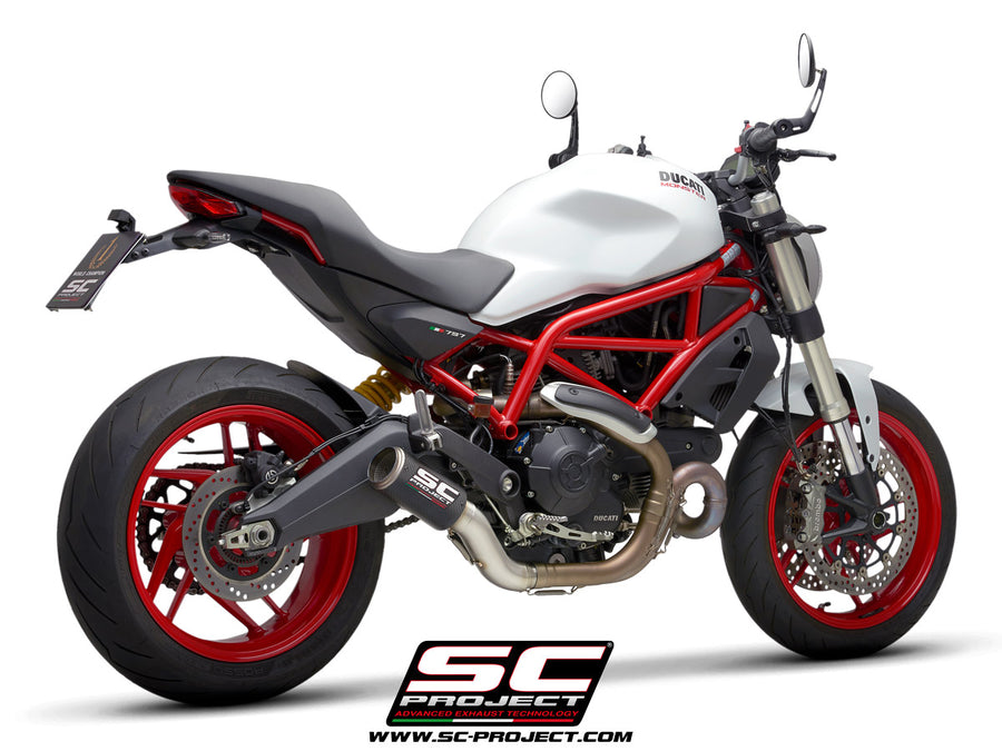 SC PROJECT DUCATI MONSTER 797 (2017 - 2020) CR-T Muffler, carbon fiber, with full titanium link pipe D32-T36C