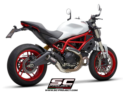 SC PROJECT DUCATI MONSTER 797 (2017 - 2020) CR-T Muffler, carbon fiber, with full titanium link pipe D32-T36C
