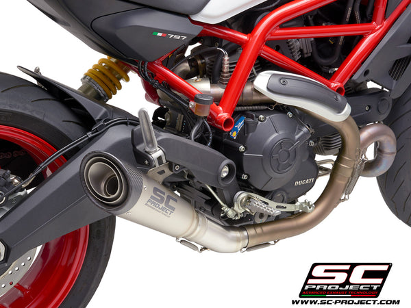 SC PROJECT DUCATI MONSTER 797 (2017 - 2020) S1 Muffler, Titanium, with Carbon fiber end cap D32-T41T