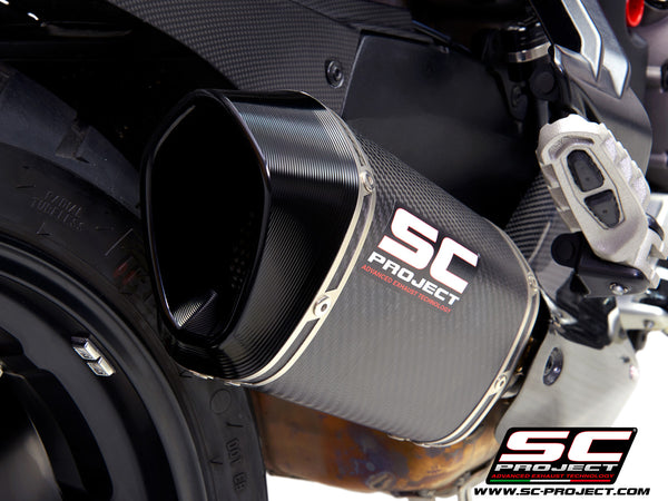 SC PROJECT DUCATI MULTISTRADA 1260 (2018 - 2020) MTR Muffler, Carbon fiber, with machined from solid CNC end cap D30-110C