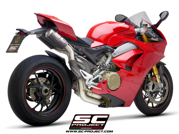 SC PROJECT DUCATI PANIGALE V4 S R SEMI-COMPLETE 2-1-2 TITANIUM SYSTEM, WITH DOUBLE CR-T M2 MUFFLERS CARBON FIBER / D26B-T68C