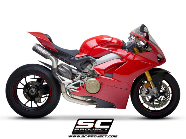 SC PROJECT DUCATI PANIGALE V4 S R SEMI-COMPLETE 2-1-2 TITANIUM SYSTEM, WITH DOUBLE CR-T M2 MUFFLERS CARBON FIBER / D26B-T68C