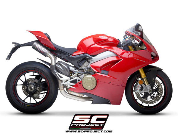 SC PROJECT DUCATI PANIGALE V4 S R SEMI-COMPLETE 2-1-2 TITANIUM SYSTEM, WITH DOUBLE CR-T M2 MUFFLERS CARBON FIBER / D26B-T68C