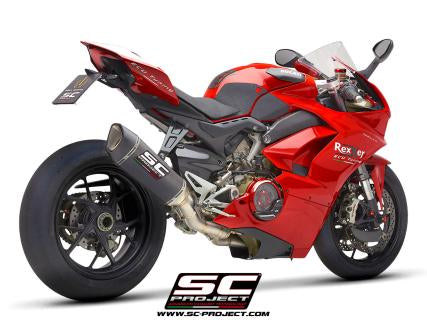 SC PROJECT DUCATI PANIGALE V4 2-1 EXHAUST SYSTEM IN FULL TITANIUM WITH CARBON SC1-R MUFFLER / D26-TC91C