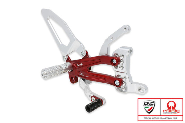 CNC RACING Adjustable rear sets Ducati Panigale V4 series for V4, V4 S and V4 Speciale - Pramac Racing limited Edition