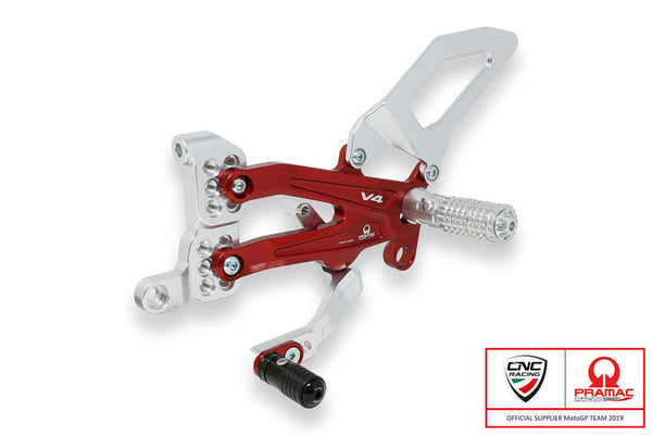 CNC RACING Adjustable rear sets Ducati Panigale V4 series for V4, V4 S and V4 Speciale - Pramac Racing limited Edition