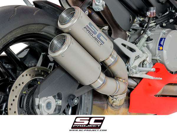 SC PROJECT DUCATI PANIGALE 959 CR-T TWIN TITANIUM MUFFLERS WITH LINK PIPE / D20-DT36T
