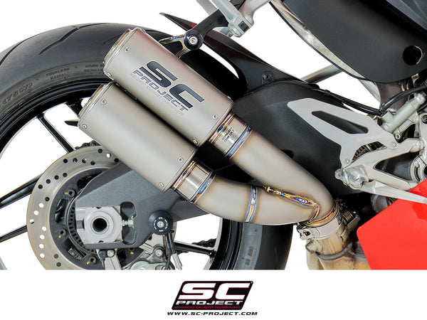 SC PROJECT DUCATI PANIGALE 959 CR-T TWIN TITANIUM MUFFLERS WITH LINK PIPE / D20-DT36T