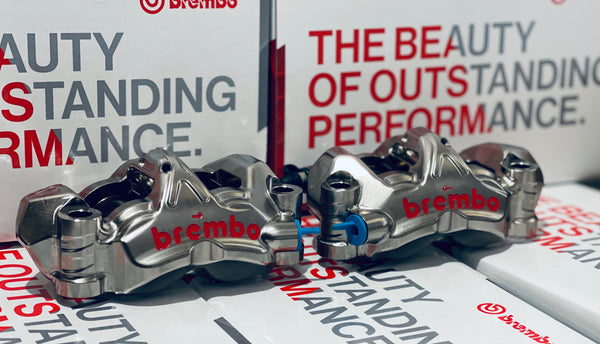 BREMBO Front Brake Caliper - GP4-PR, P4 32/36mm, Billet Monobloc,108mm Radial Mount, Nickel (Left & Right ) - XB6E510 & XB6E511