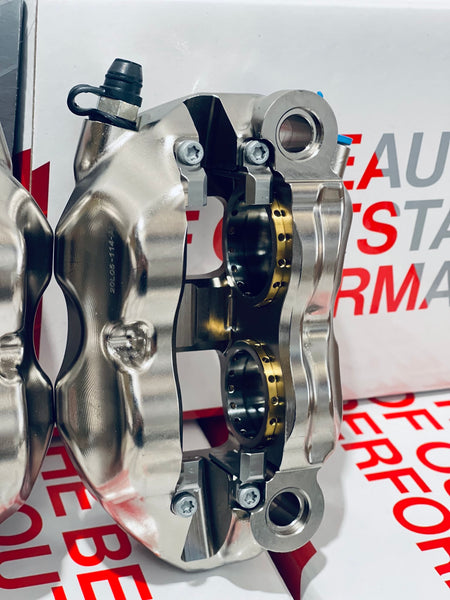 BREMBO Front Brake Caliper - GP4-PR, P4 32/36mm, Billet Monobloc,108mm Radial Mount, Nickel (Left & Right ) - XB6E510 & XB6E511