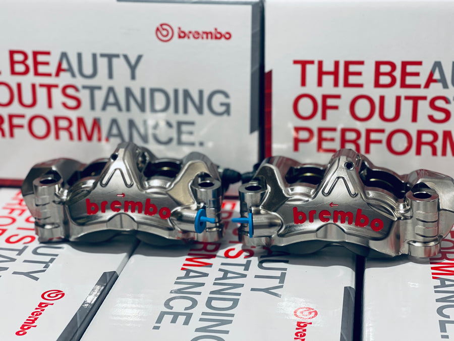 BREMBO Front Brake Caliper - GP4-PR, P4 32/36mm, Billet Monobloc,108mm Radial Mount, Nickel (Left & Right ) - XB6E510 & XB6E511