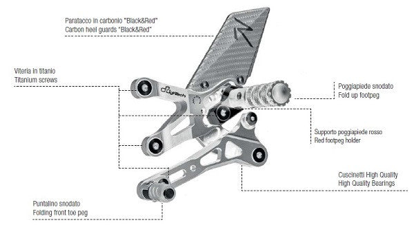 LIGHTECH DUCATI PANIGALE 848 1098 1198 ADJUSTABLE REARSETS R VERSION